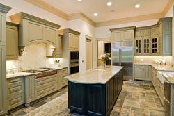 Granite kitchen green cabinets - Orange County Long Beach